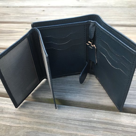 Blue Wallet Handmade Men Card Holder Purse Leather - Picture 7 of 12